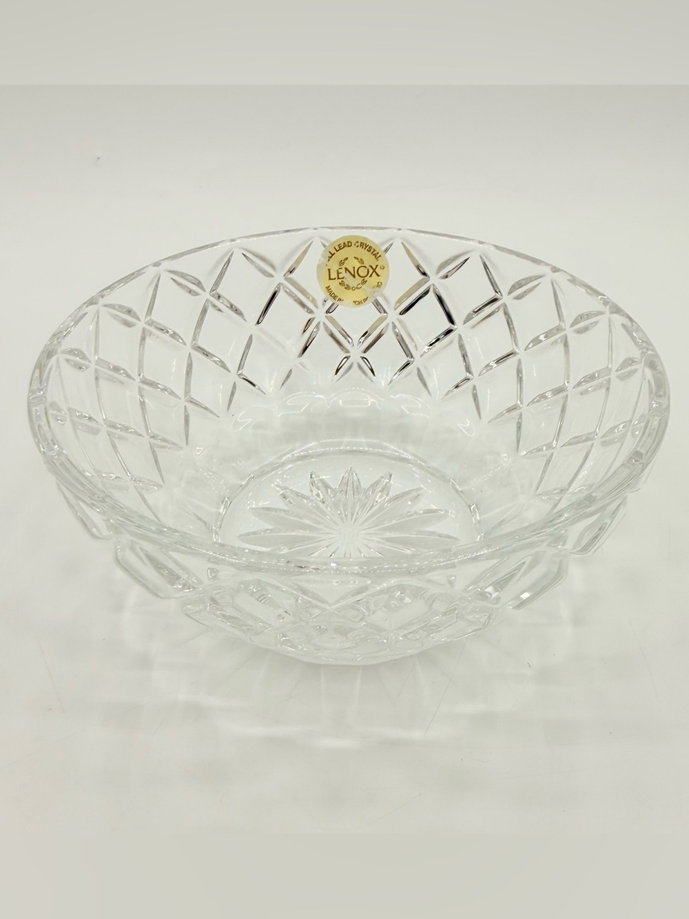 Lenox Crystal Diamond Cut 5" Bowl - Made in Czech Republic - Vintage Collectible